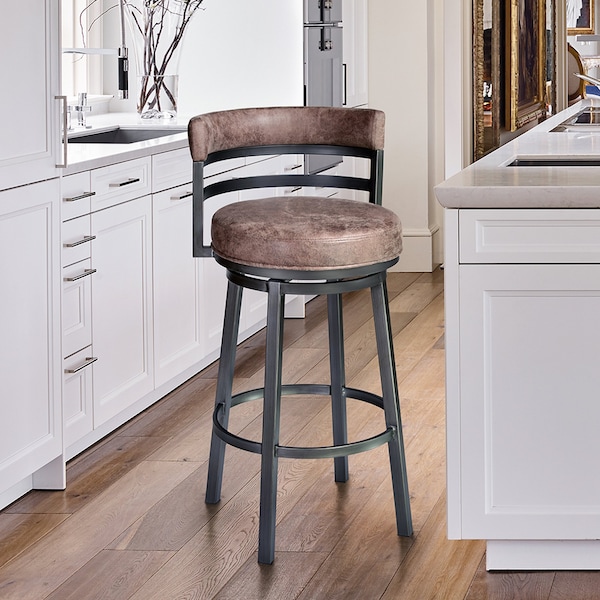 Armen Living Titana 30" Barstool in Mineral finish with Bandero Tobacco upholstery 721535746873 - main